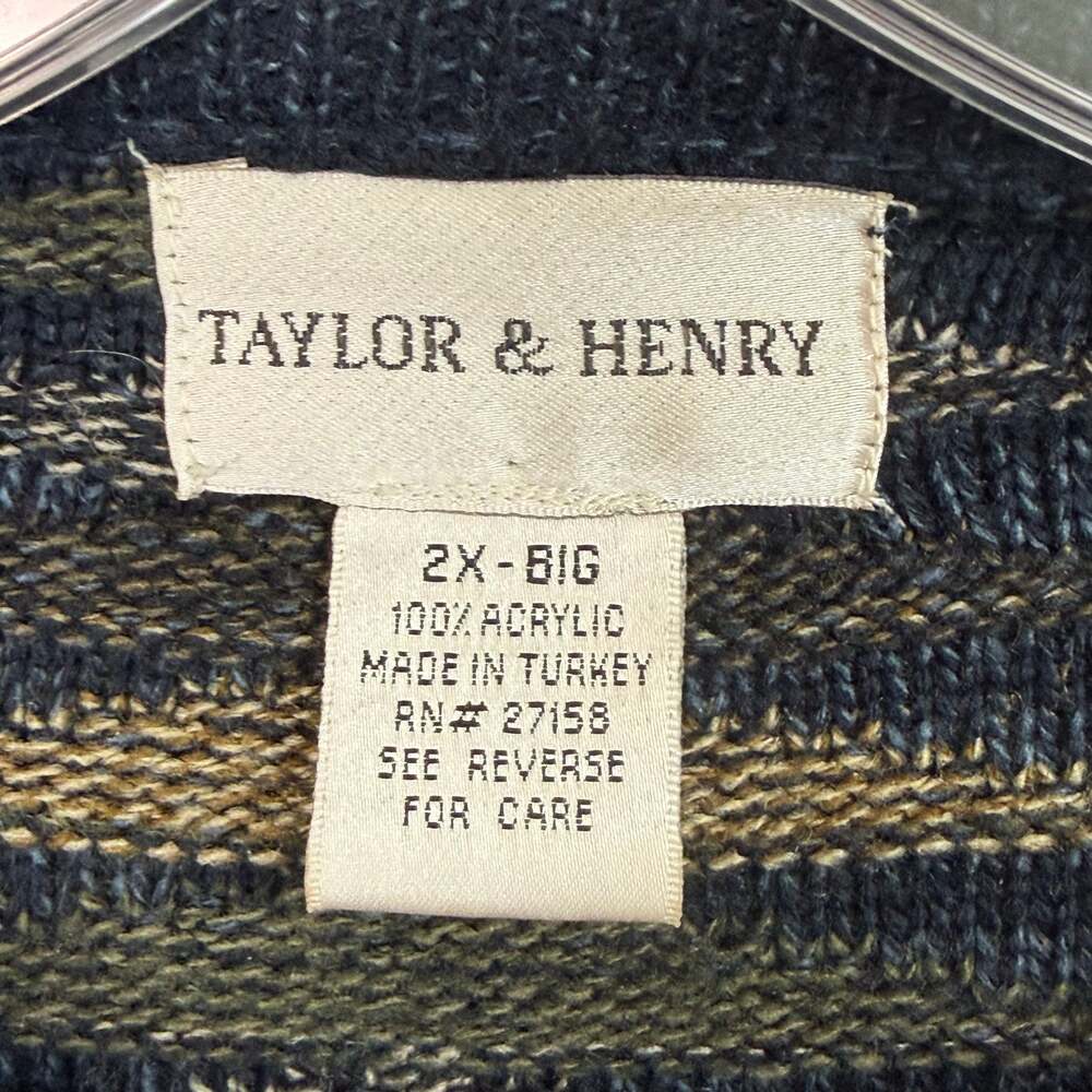 Vtg Taylor & Henry Sweater Size 2X Big Textured Cosby Grampa Abstract Pullover - Picture 5 of 13